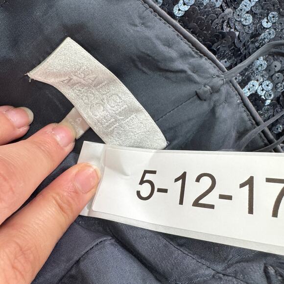 Badgley Mischka Dress Womens 4‎ Blue Sequin Mini Strapless Vintage Cocktail Silk - Picture 3 of 7